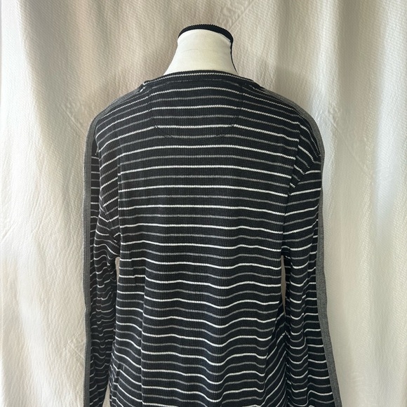 U.S. Polo Assn. Black and White Long Sleeve Tee with Stripes - Picture 3 of 4